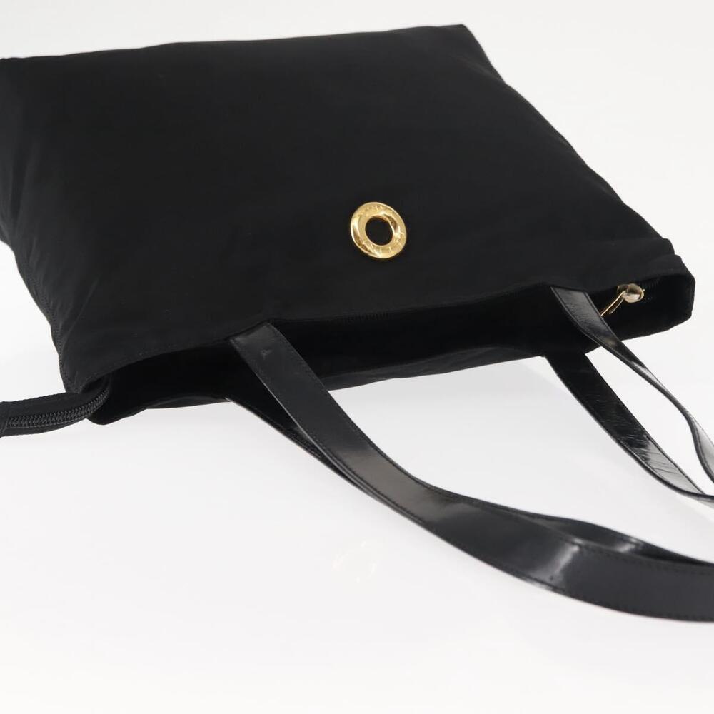 CELINE Tote Bag Nylon Enamel 2way Black Gold Auth BA6881 - Picture 6 of 16